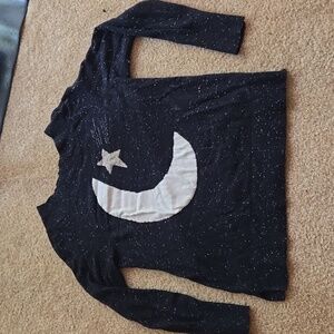 Ann Taylor loft black sweater with moon and star design Medium